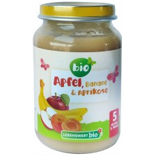 Био плодово пюре Lebenswert - Ябълки, банани, кайсии, 190 g