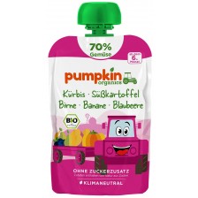 Био пюре Pumpkin Organics - Пауч с тиква, сладък картоф и круша, 100 g -1