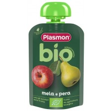 Био плодова закуска Plasmon - Пауч с ябълка и круша, 6 м+, 100 g  -1