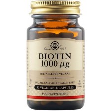 Biotin, 1000 mcg, 50 растителни капсули, Solgar -1