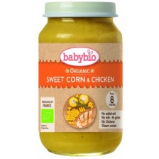 Био ястие Babybio - Сладка царевица и пилешко месо, 200 g