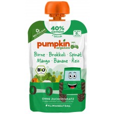 Био пюре Pumpkin Organics - Пауч с круша, броколи, спанак, манго, 100 g