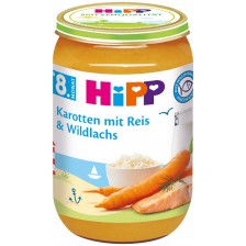 Био пюре Hipp - Моркови с ориз и дива сьомга, 220 g -1