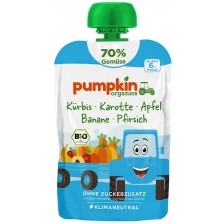 Био пюре Pumpkin Organics - Пауч с тиква, морков, ябълка и банан, 100 g -1