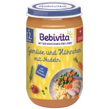 Био ястие Bebivita - Зеленчуци, спагети и пилешко, 250 g