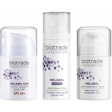 Biotrade Melabel Комплект - Избелващ крем Forte, Нощен и Слънцезащитен крем за лице, SPF 50+, 2 x 50 + 30 ml
