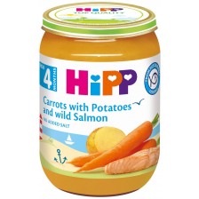 Био ястие Hipp - Морков, картоф и дива сьомга, 190 g -1