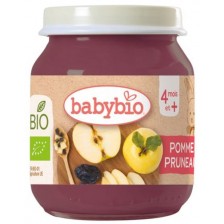 Био плодово пюре Babybio - Ябълки и сини сливи, 130 g -1
