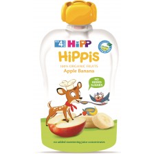 Био плодова закуска Hipp Hippis - Ябълка и банан, 100 g -1