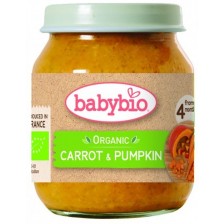Био зеленчуково пюре Babybio - Моркови и тиква, 130 g