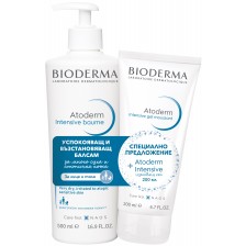 Bioderma Atoderm Комплект - Възстановяващ балсам и Измиващ гел-мус, 500 + 200 ml (Лимитирано) -1