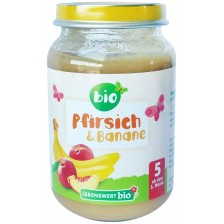 Био плодово пюре Lebenswert - Праскови и банани, 190 g -1