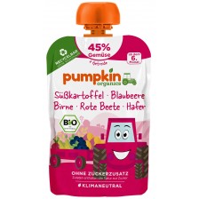 Био пюре Pumpkin Organics - Пауч със сладък картоф, боровинка, цвекло и овесени ядки, 100 g -1