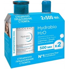 Bioderma Hydrabio Комплект - Мицеларна вода H2O, с помпа, 2 x 500 ml (Лимитирано) -1