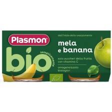 Био пюре Plasmon - Банан и ябълка, 6 м+, 2 х 80 g   -1