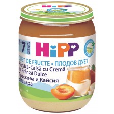 Био плодово пюре Hipp Fruit Duet - Праскова, кайсия  и извара, 160 g