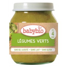 Био Зеленчуково пюре Babybio - Зелени зеленчуци, 4 m+, 130 g
