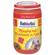 Био пюре от ябълки, сини сливи и боровинки Bebivita - 250 g -1