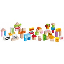 Дървен комплект Eichhorn - Цветни блокчета, с десен