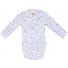 Боди Bio Baby - органичен памук, 68 cm, 4-6 месеца, бяло-синьо -1