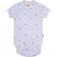 Боди с къс ръкав Bio Baby - органичен памук, 74 cm, 6-9 месеца, бяло-синьо -1