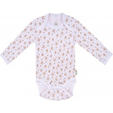 Боди с дълъг ръкав Bio Baby - Органичен памук, 74 cm, 6-9 месеца, екрю-бяло -1
