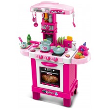 Детска кухня Buba - Розова, с аксесоари -1