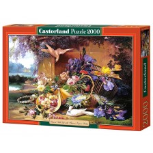 Пъзел Castorland от 2000 части - Цветя и птици -1