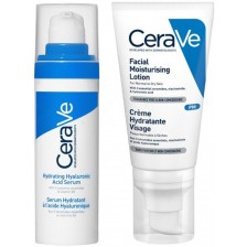 CeraVe Комплект - Хидратиращ серум с хиалуронова киселина и Крем за лице, 30 + 52 ml -1