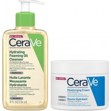 CeraVe Комплект - Измиващо олио и Крем за лице и тяло, 236 ml + 340 g