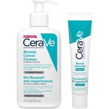 CeraVe Blemish Control Комплект - Почистващ гел и Гел за кожа с несъвършенства, 236 + 40 ml