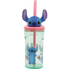 Чаша със сламка и 3D фигура Stor Stitch - Flowers, 360 ml -1