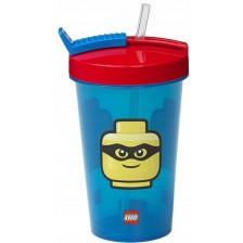 Чаша със сламка Lego Classic - 500 ml, синя -1