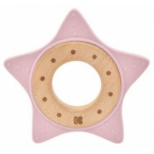 Чесалка от дърво и силикон KikkaBoo - Star, Pink -1