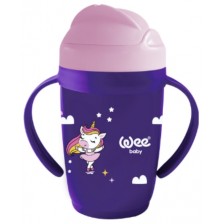 Чашка със сламка и дръжки Wee Baby - Friends, 265 ml, лилава -1