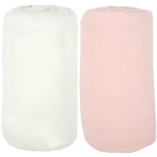 Бебешки чаршафи Babycalin - 2 броя, 60 х 120 cm, бял/розов -1
