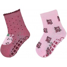 Чорапи с бутончета Sterntaler - С охлюв, розови, 2 чифта, 21/22, 18-24 месеца