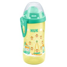 Чаша със сламка Nuk - Flexi Cup, 12м+, 300 ml, с въртележка, жълта -1