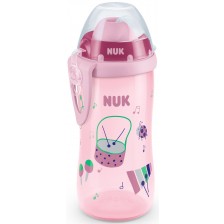 Чаша със сламка Nuk - Flexi Cup, розова, 12м+, 300 ml -1