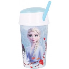 Чаша със сламка и капак Stor - Frozen, 400 ml