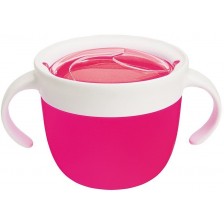 Чаша с капаче и дръжка за храна Munchkin - Розова