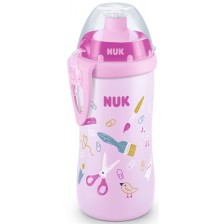 Чаша с клапа Nuk - Junior Cup, 300 ml, розова -1