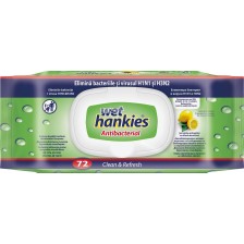 Clean & Refresh Антибактериални мокри кърпи, лимон, 72 броя, Wet Hankies -1