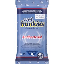 Clean & Protect Антибактериални мокри кърпи, 15 броя, Wet Hankies -1