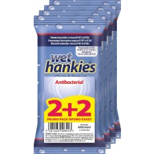 Clean & Protect Антибактериални мокри кърпи, 4 х 15 броя, Wet Hankies -1