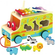 Дървен сортер Acool Toy - Музикален автобус