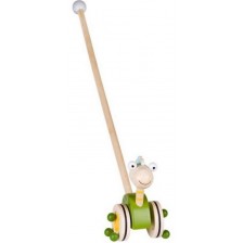 Дървена играчка за бутане Lule Toys - Динозавър, зелен -1