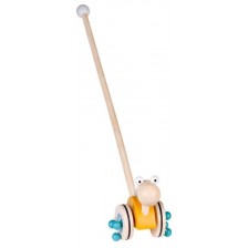 Дървена играчка за бутане Lule Toys - Динозавър, жълт -1