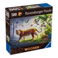 Дървен пъзел Ravensburger от 500 части - Тигър в джунглата -1
