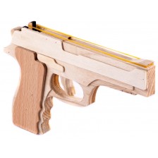 Дървена играчка Smart Baby - Пистолет с ластици